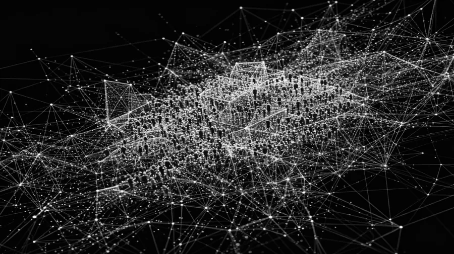 Abstract wireframe map of spatial asset data